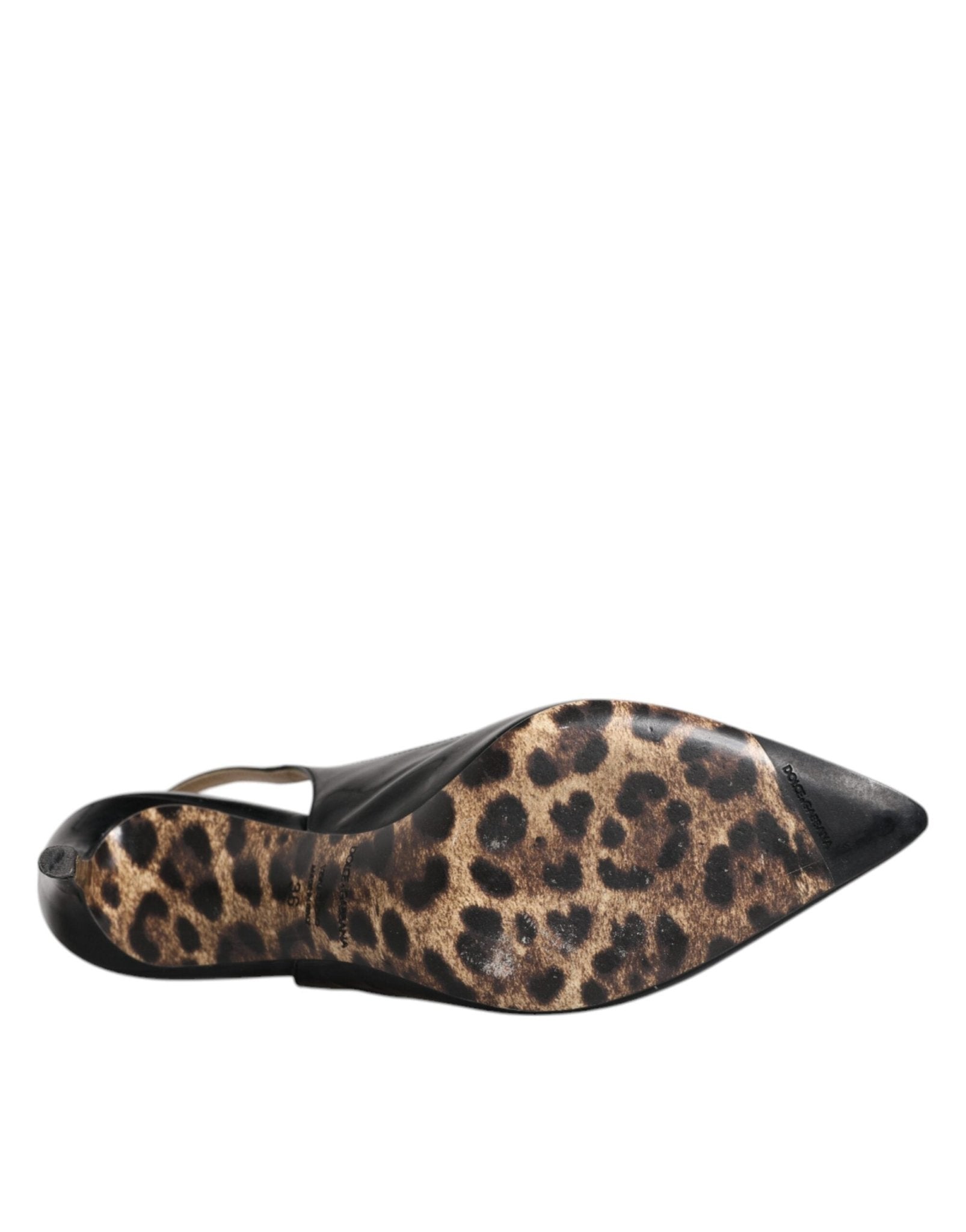 Dolce & Gabbana Black Leather High Heels Slingbacks Shoes - SMARTMARTNZ