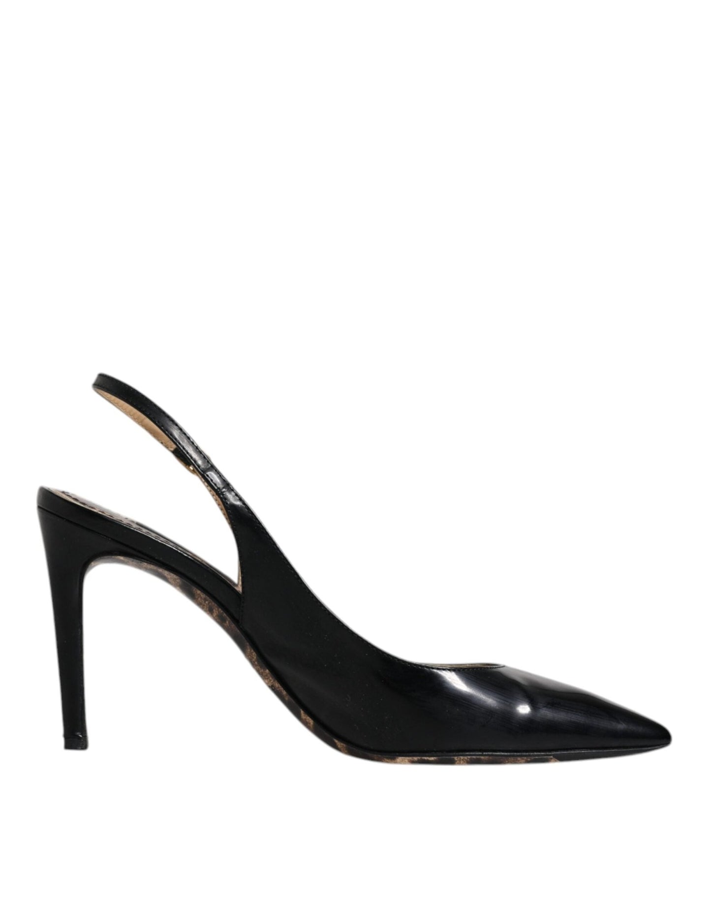 Dolce & Gabbana Black Leather High Heels Slingbacks Shoes - SMARTMARTNZ