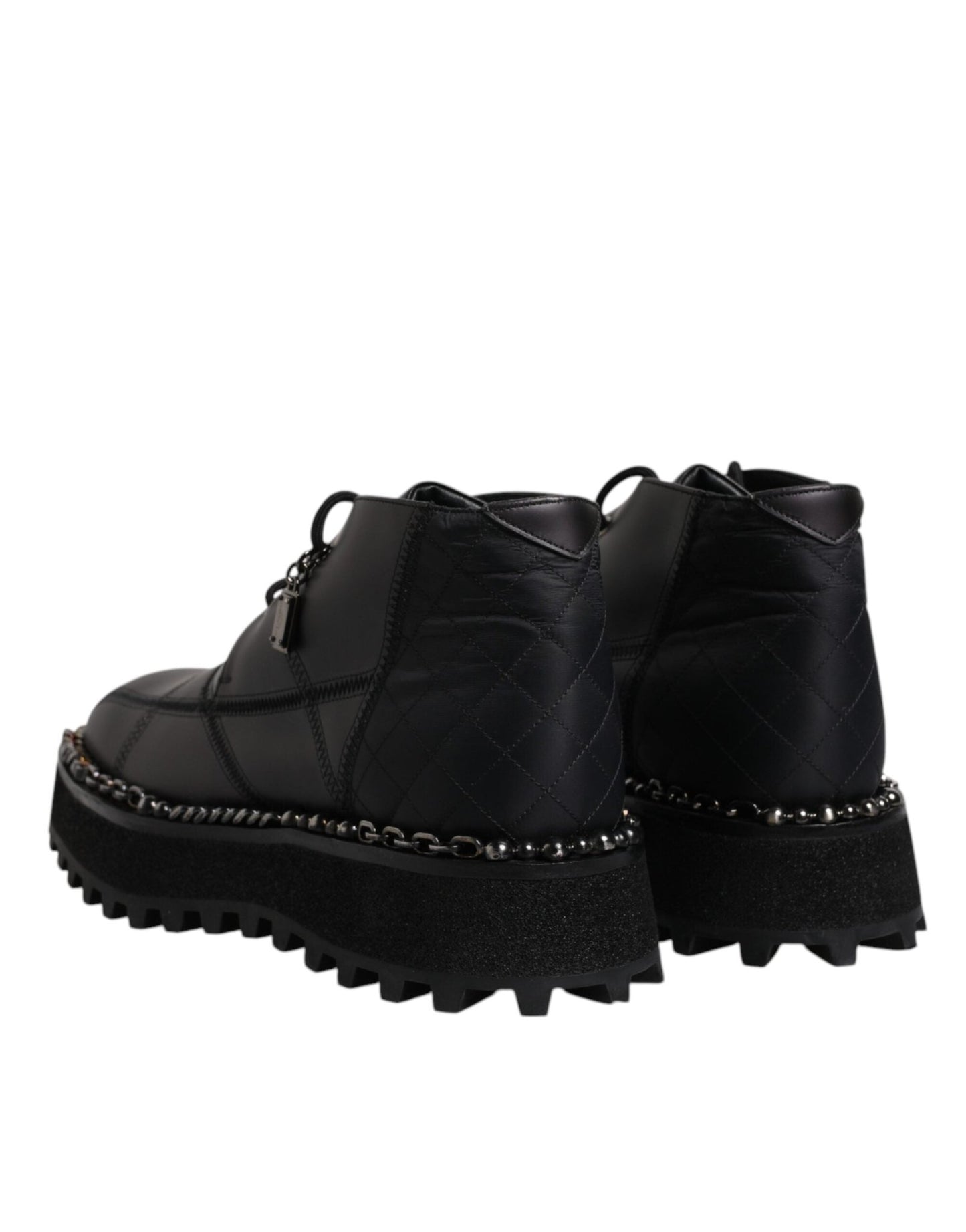 Dolce & Gabbana Black Leather Lace Up Ankle Boots Shoes - SMARTMARTNZ