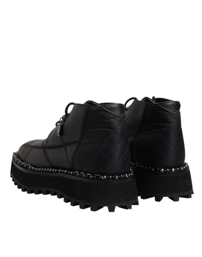 Dolce & Gabbana Black Leather Lace Up Ankle Boots Shoes - SMARTMARTNZ