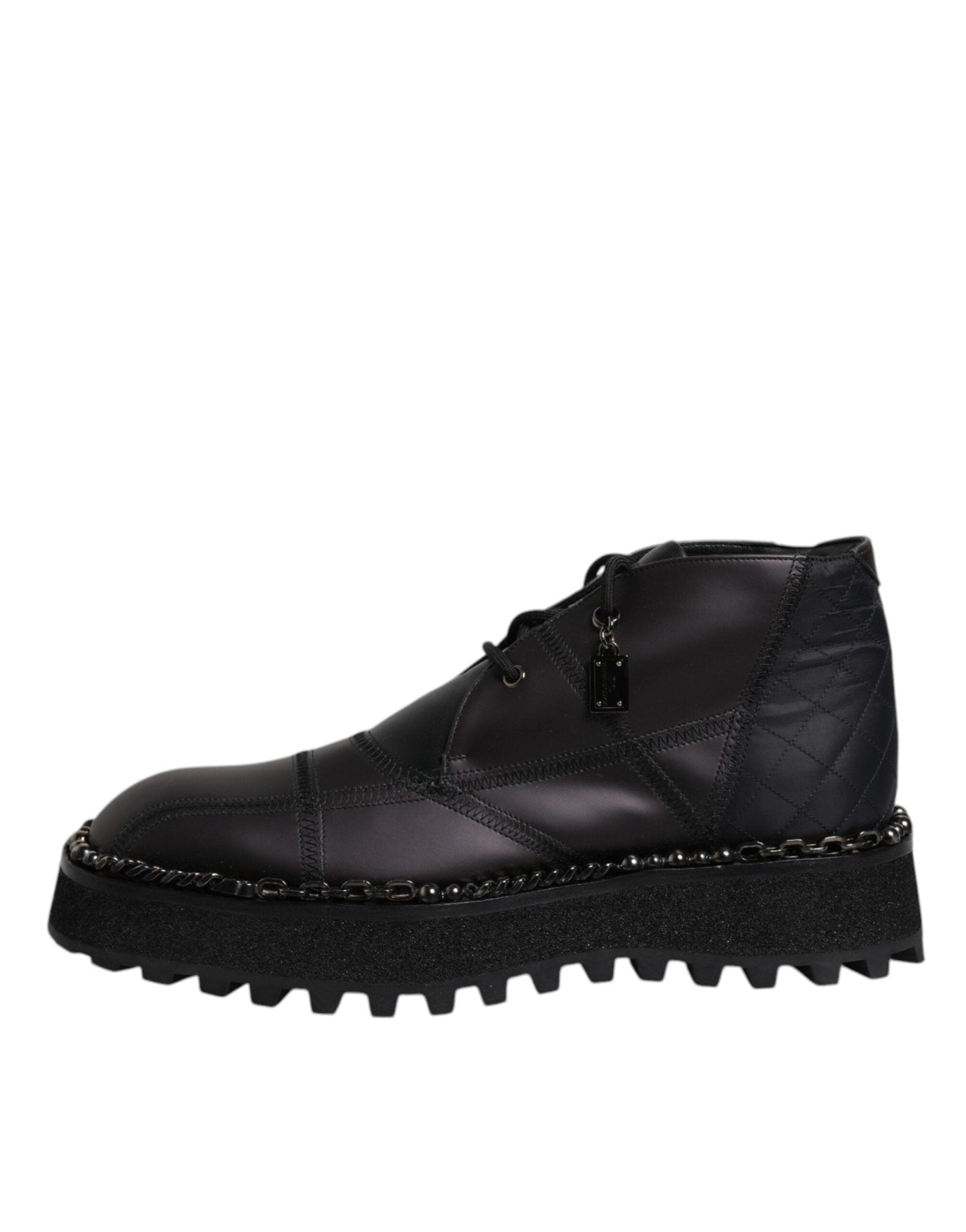 Dolce & Gabbana Black Leather Lace Up Ankle Boots Shoes - SMARTMARTNZ
