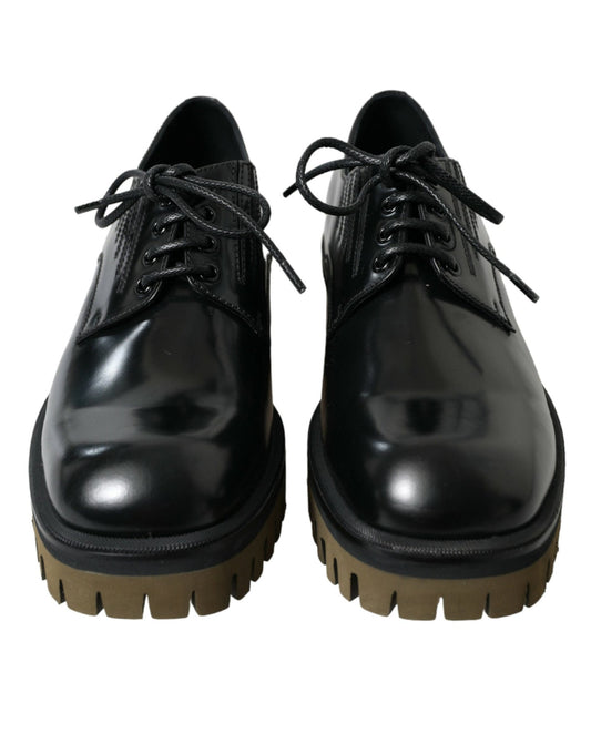 Dolce & Gabbana Black Leather Lace Up Derby Men Dress Shoes - SMARTMARTNZ