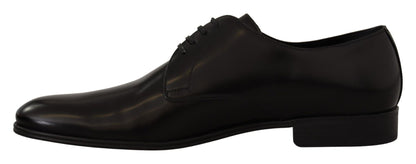 Dolce & Gabbana Black Leather Lace Up Formal Derby Shoes - SMARTMARTNZ