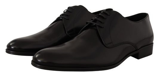 Dolce & Gabbana Black Leather Lace Up Formal Derby Shoes - SMARTMARTNZ