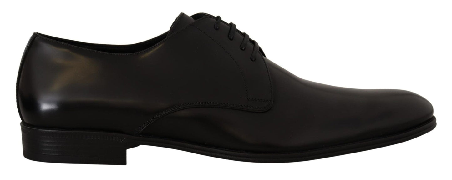Dolce & Gabbana Black Leather Lace Up Formal Derby Shoes - SMARTMARTNZ