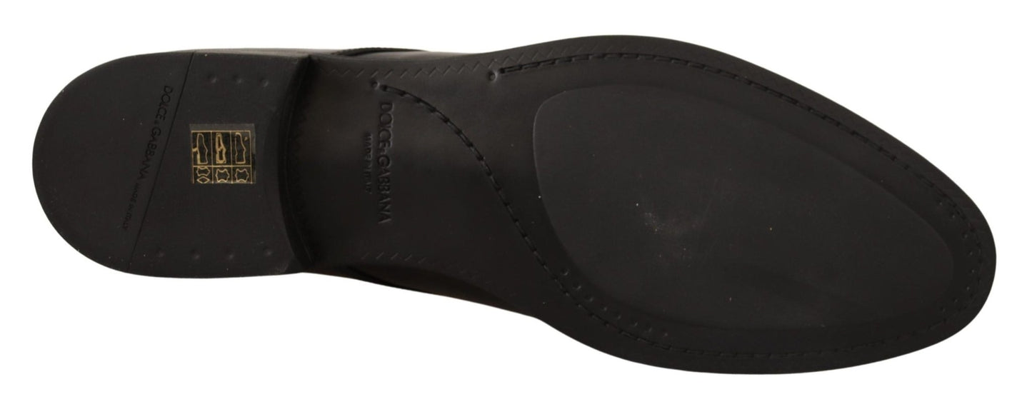 Dolce & Gabbana Black Leather Lace Up Men Dress Derby Shoes - SMARTMARTNZ