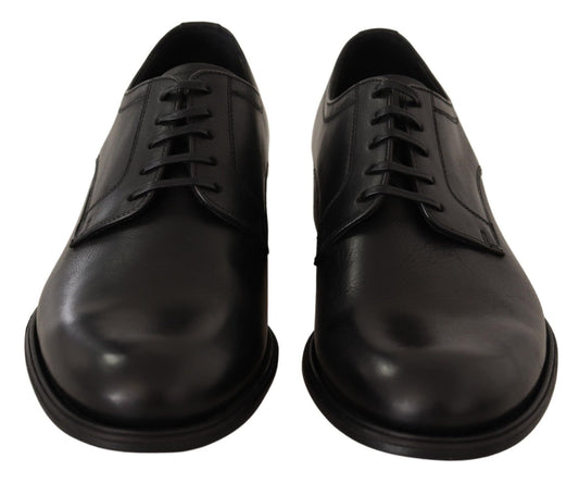 Dolce & Gabbana Black Leather Lace Up Mens Formal Derby Shoes - SMARTMARTNZ