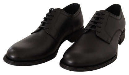 Dolce & Gabbana Black Leather Lace Up Mens Formal Derby Shoes - SMARTMARTNZ