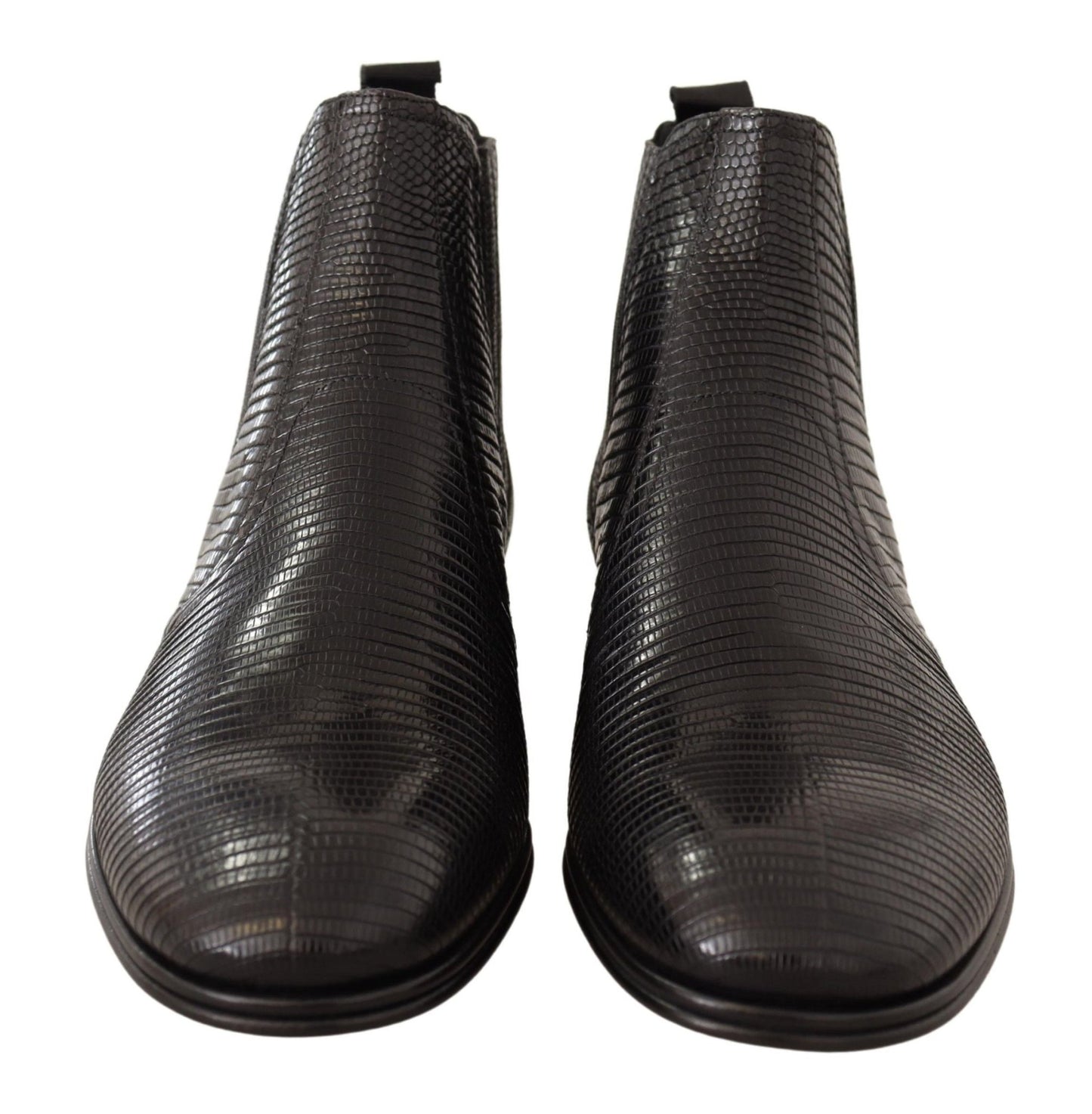 Dolce & Gabbana Black Leather Lizard Skin Ankle Boots - SMARTMARTNZ