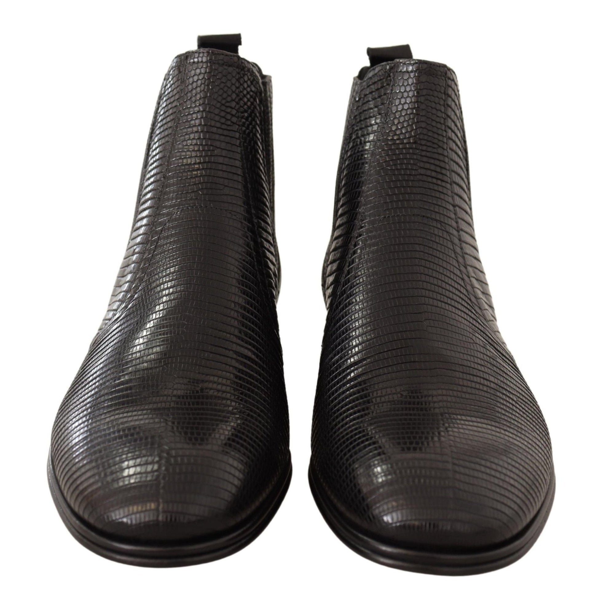 Dolce & Gabbana Black Leather Lizard Skin Ankle Boots - SMARTMARTNZ