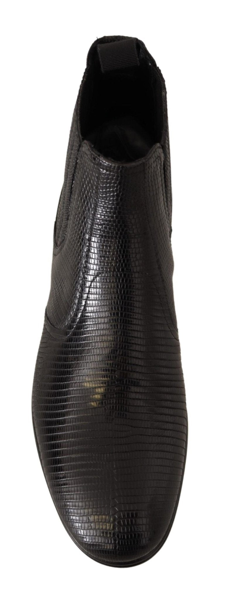 Dolce & Gabbana Black Leather Lizard Skin Ankle Boots - SMARTMARTNZ