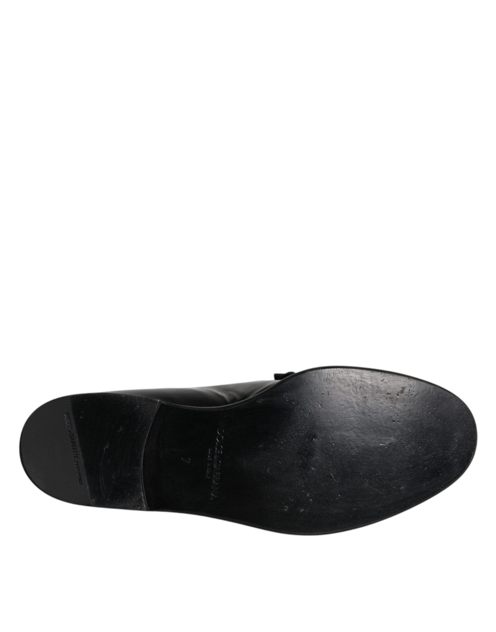 Dolce & Gabbana Black Leather Loafers Men Formal Dress Shoes - SMARTMARTNZ