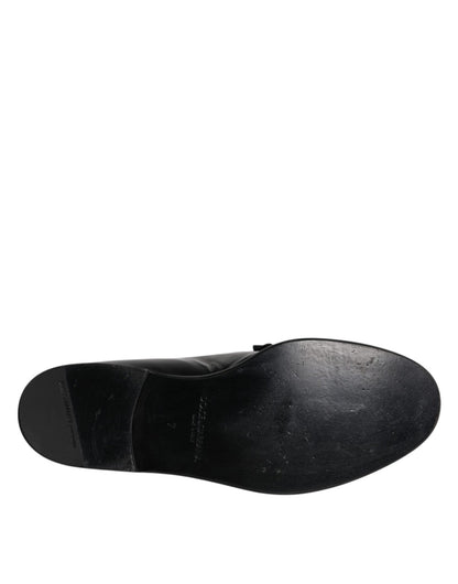 Dolce & Gabbana Black Leather Loafers Men Formal Dress Shoes - SMARTMARTNZ