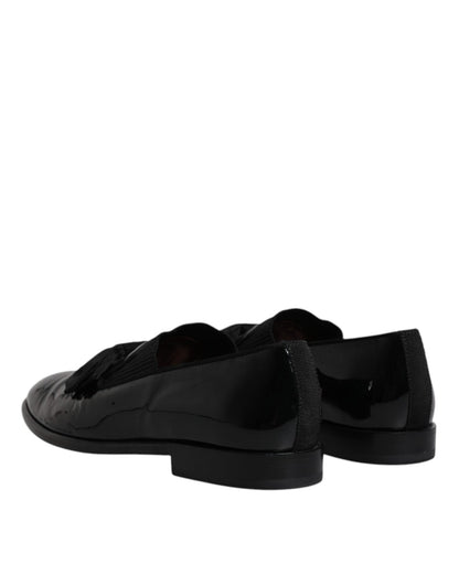 Dolce & Gabbana Black Leather Loafers Men Formal Dress Shoes - SMARTMARTNZ