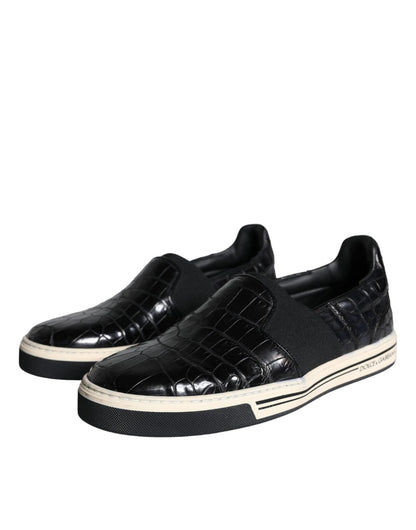 Dolce & Gabbana Black Leather Loafers Slippers Casual Shoes - SMARTMARTNZ