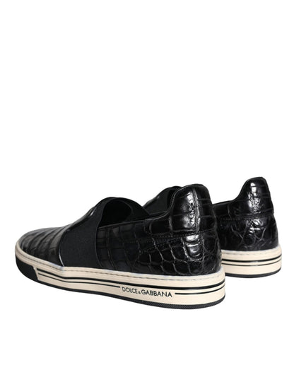 Dolce & Gabbana Black Leather Loafers Slippers Casual Shoes - SMARTMARTNZ
