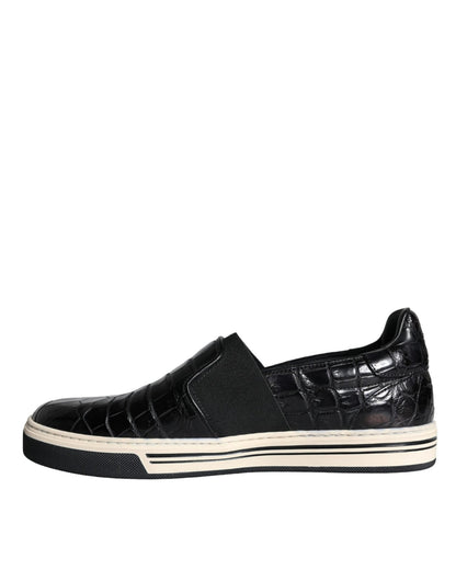 Dolce & Gabbana Black Leather Loafers Slippers Casual Shoes - SMARTMARTNZ
