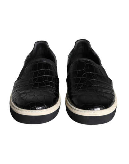 Dolce & Gabbana Black Leather Loafers Slippers Casual Shoes - SMARTMARTNZ