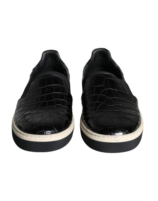Dolce & Gabbana Black Leather Loafers Slippers Casual Shoes - SMARTMARTNZ