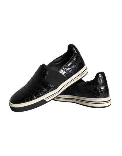 Dolce & Gabbana Black Leather Loafers Slippers Casual Shoes - SMARTMARTNZ