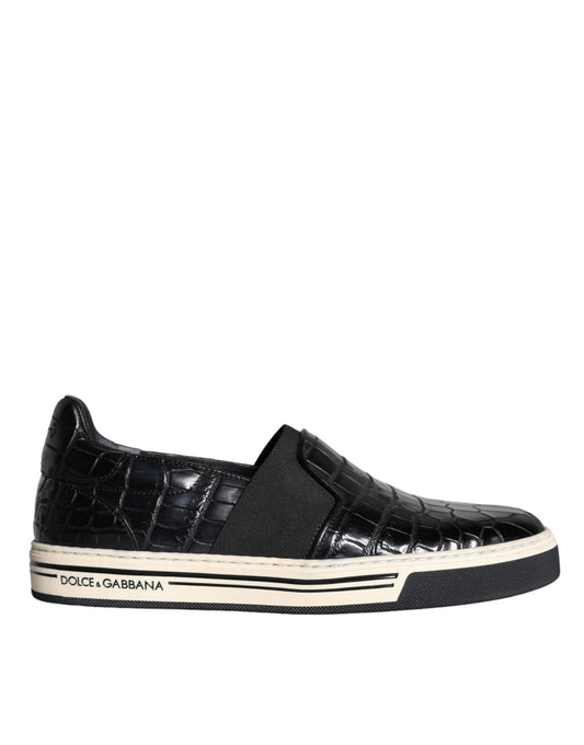 Dolce & Gabbana Black Leather Loafers Slippers Casual Shoes - SMARTMARTNZ
