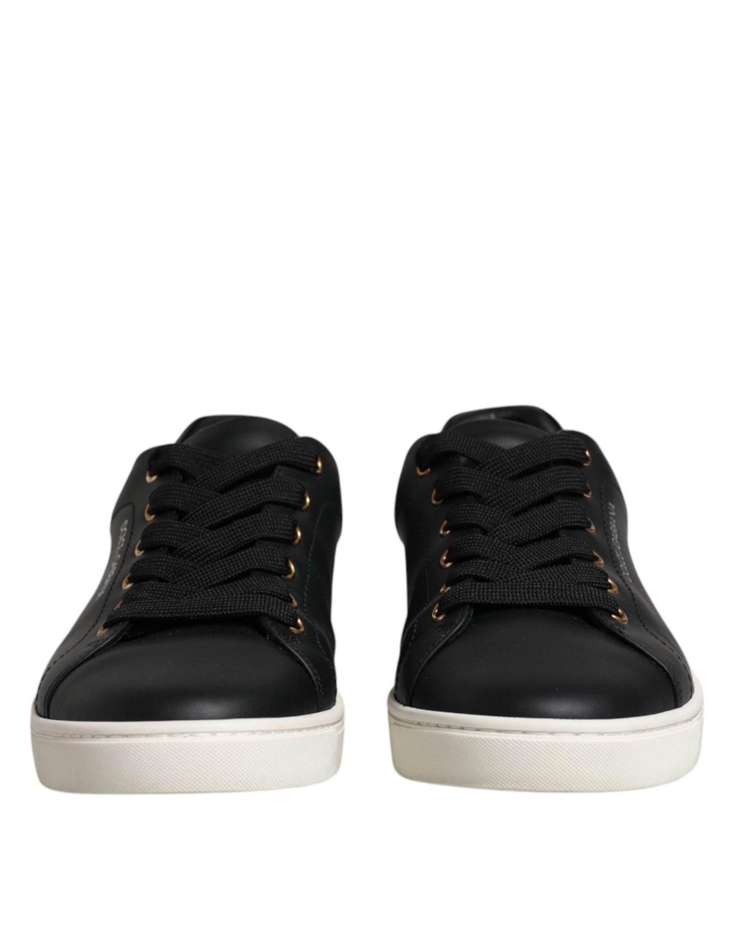 Dolce & Gabbana Black Leather Logo London Sneaker Shoes - SMARTMARTNZ