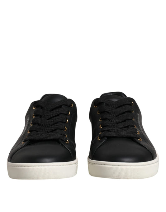 Dolce & Gabbana Black Leather Logo London Sneaker Shoes - SMARTMARTNZ