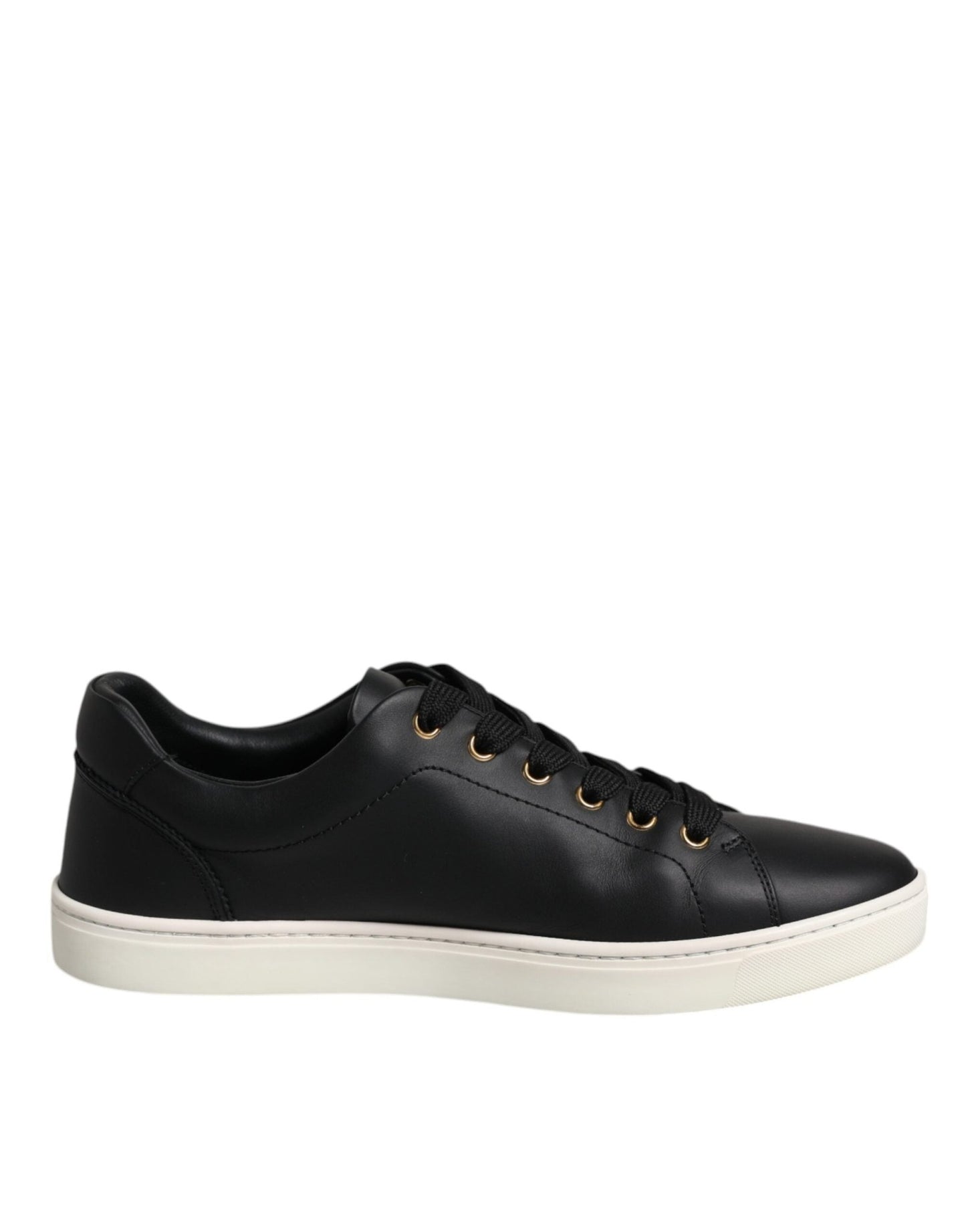 Dolce & Gabbana Black Leather Logo London Sneaker Shoes - SMARTMARTNZ