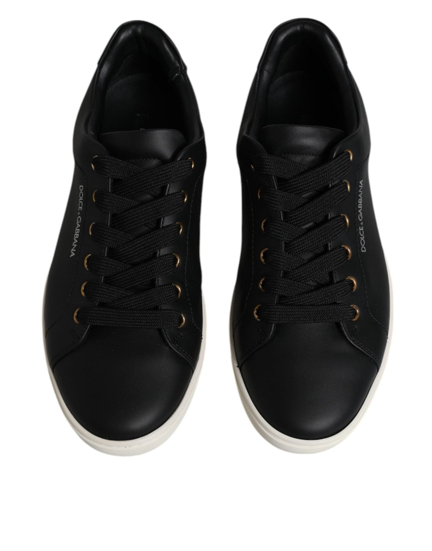 Dolce & Gabbana Black Leather Logo London Sneaker Shoes - SMARTMARTNZ