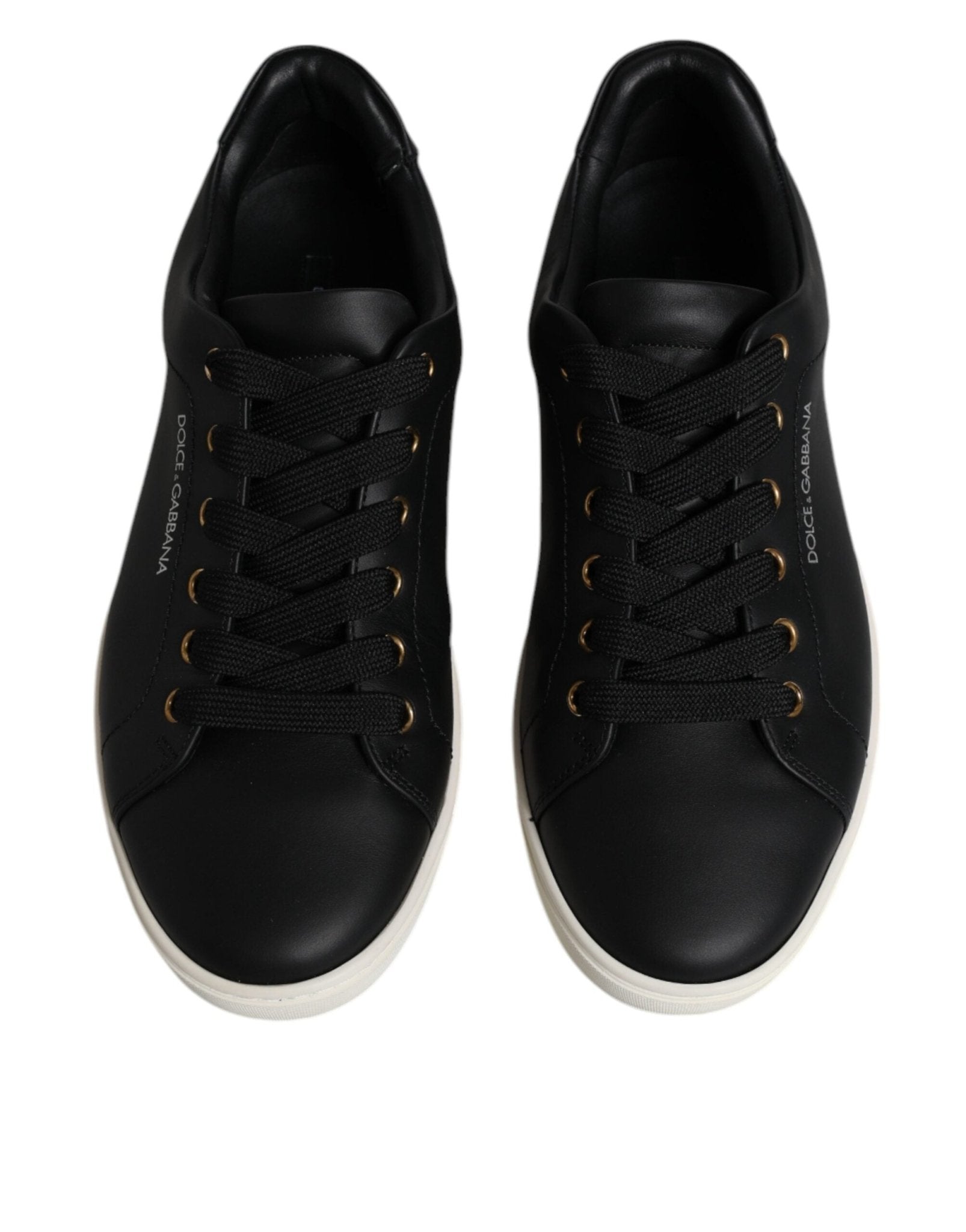 Dolce & Gabbana Black Leather Logo London Sneaker Shoes - SMARTMARTNZ