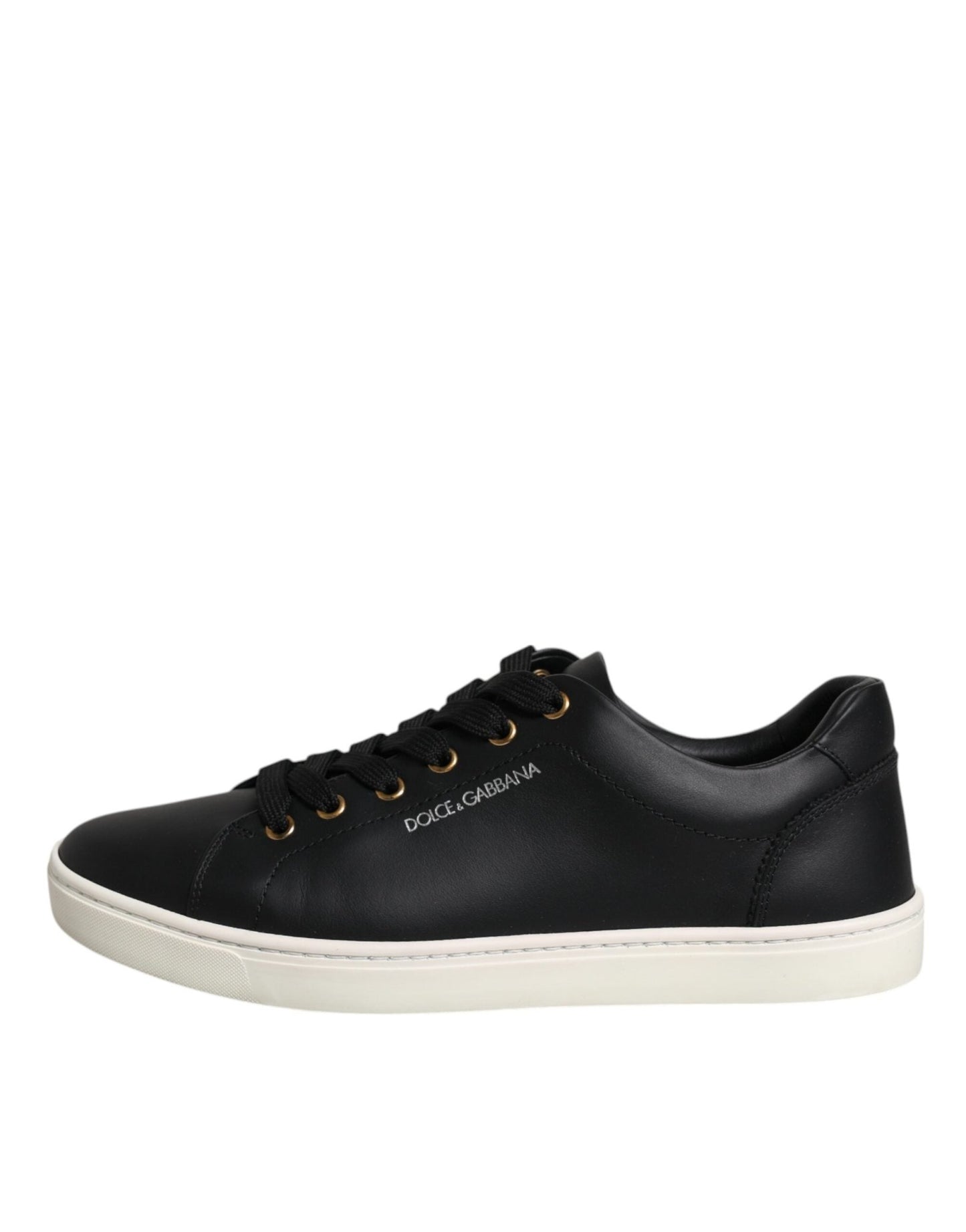 Dolce & Gabbana Black Leather Logo London Sneaker Shoes - SMARTMARTNZ