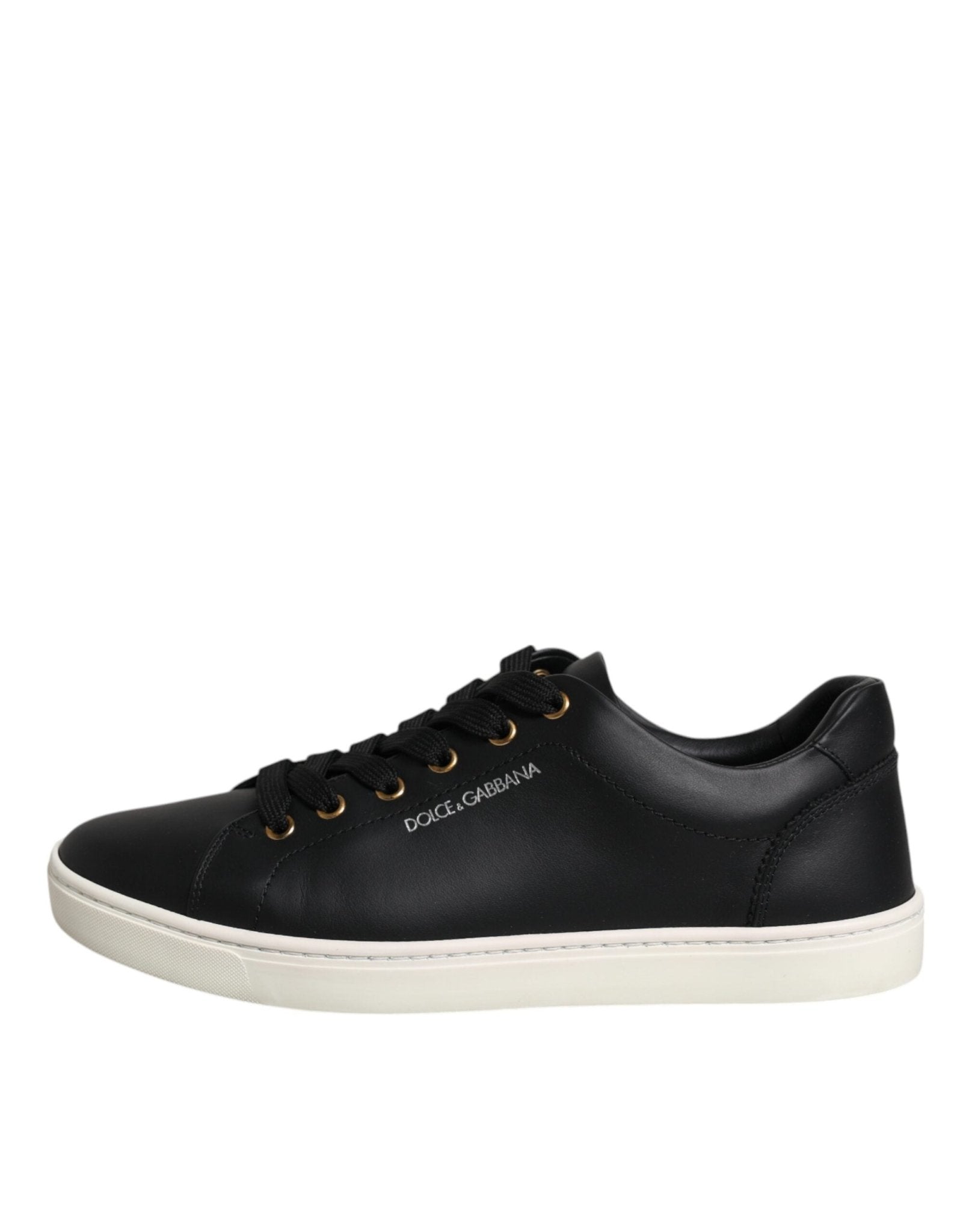 Dolce & Gabbana Black Leather Logo London Sneaker Shoes - SMARTMARTNZ