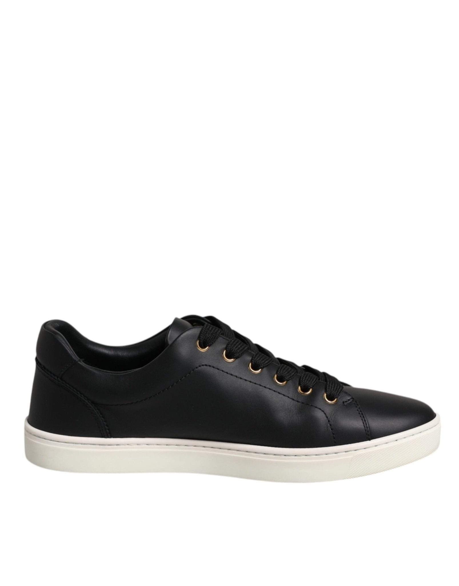 Dolce & Gabbana Black Leather Logo London Sneaker Shoes - SMARTMARTNZ