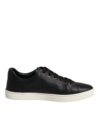 Dolce & Gabbana Black Leather Logo London Sneaker Shoes - SMARTMARTNZ