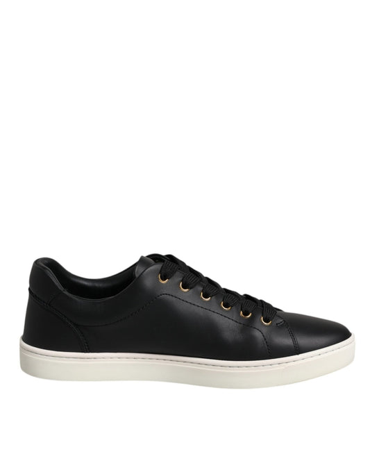 Dolce & Gabbana Black Leather Logo London Sneaker Shoes - SMARTMARTNZ