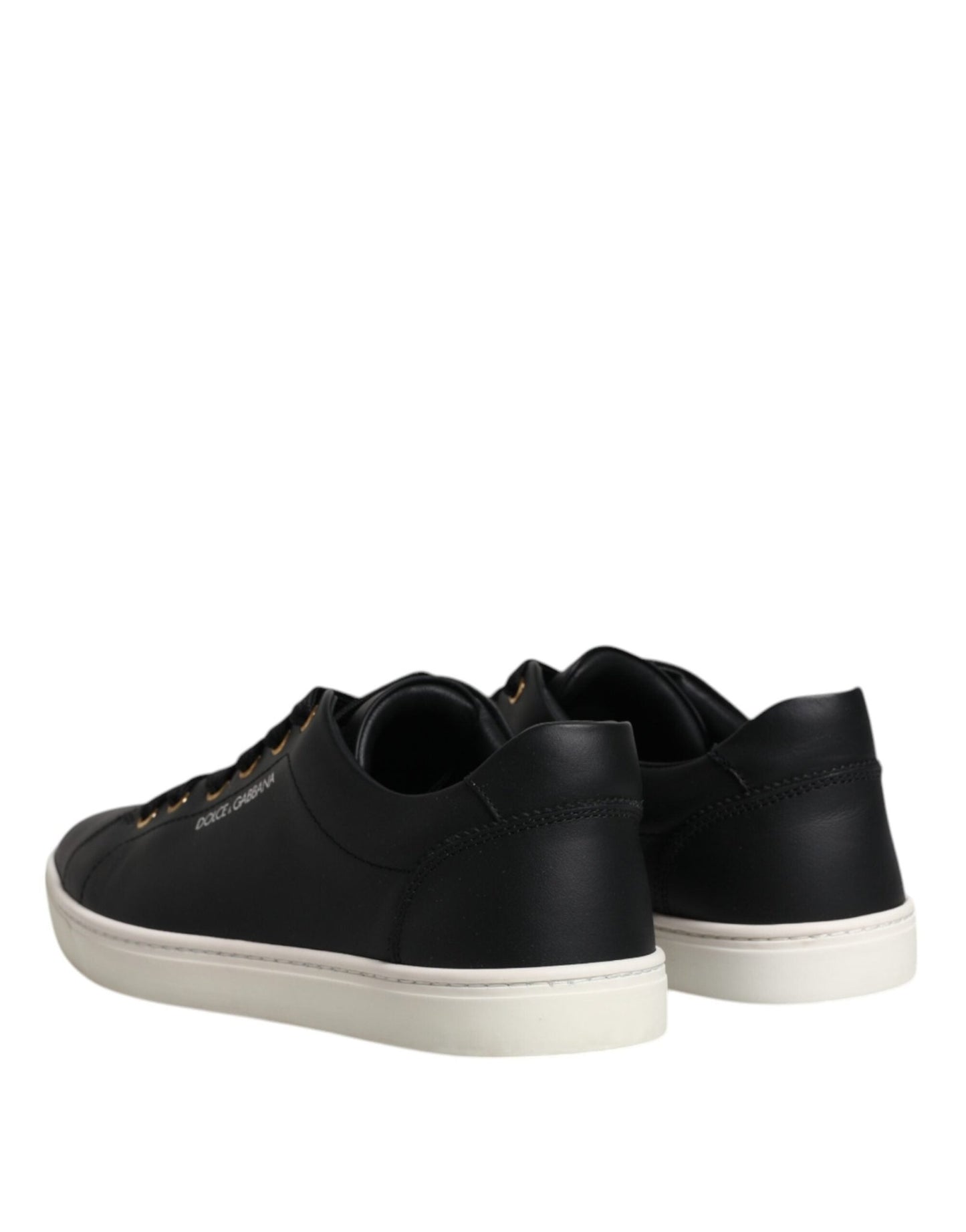 Dolce & Gabbana Black Leather Logo London Sneaker Shoes - SMARTMARTNZ