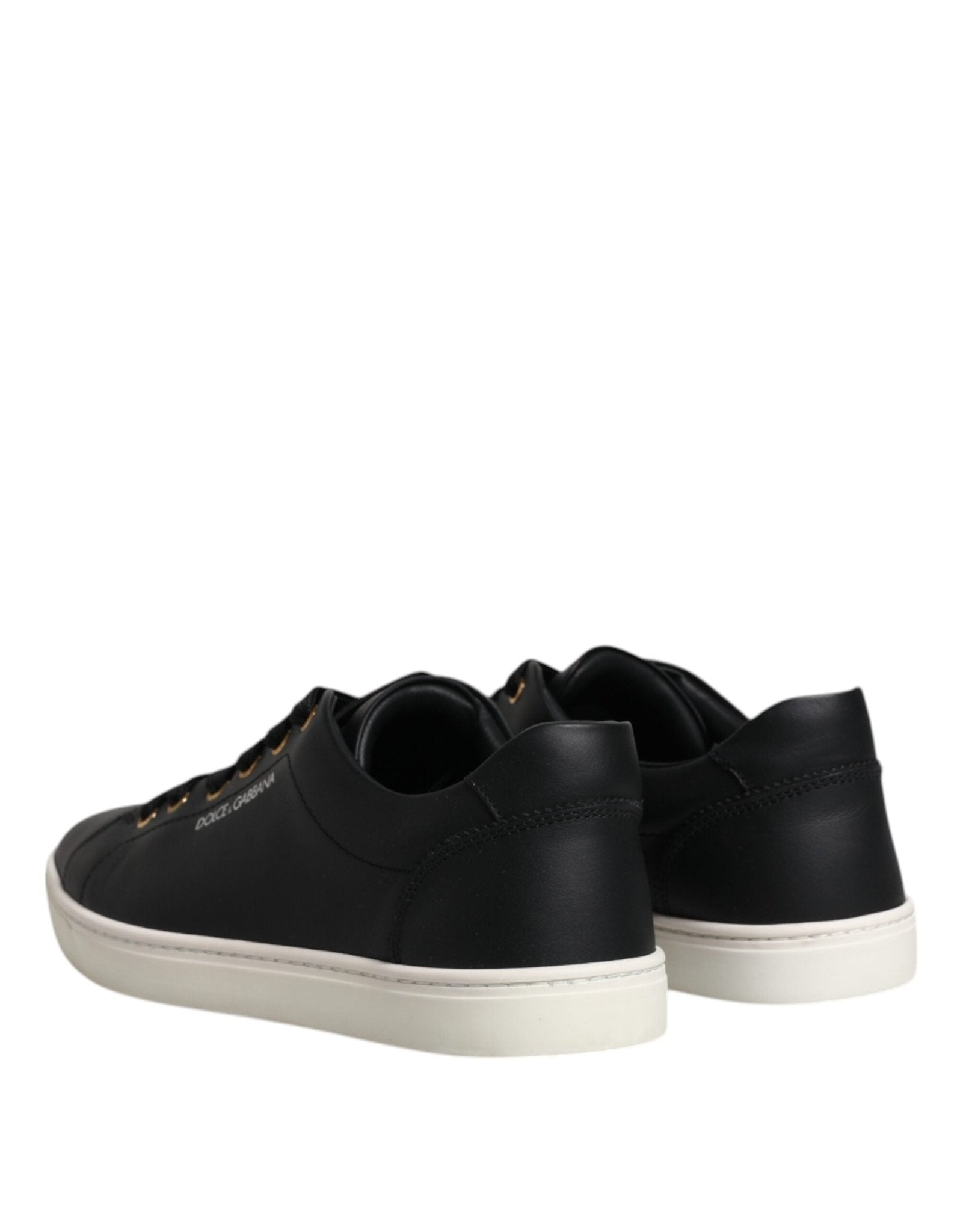 Dolce & Gabbana Black Leather Logo London Sneaker Shoes - SMARTMARTNZ