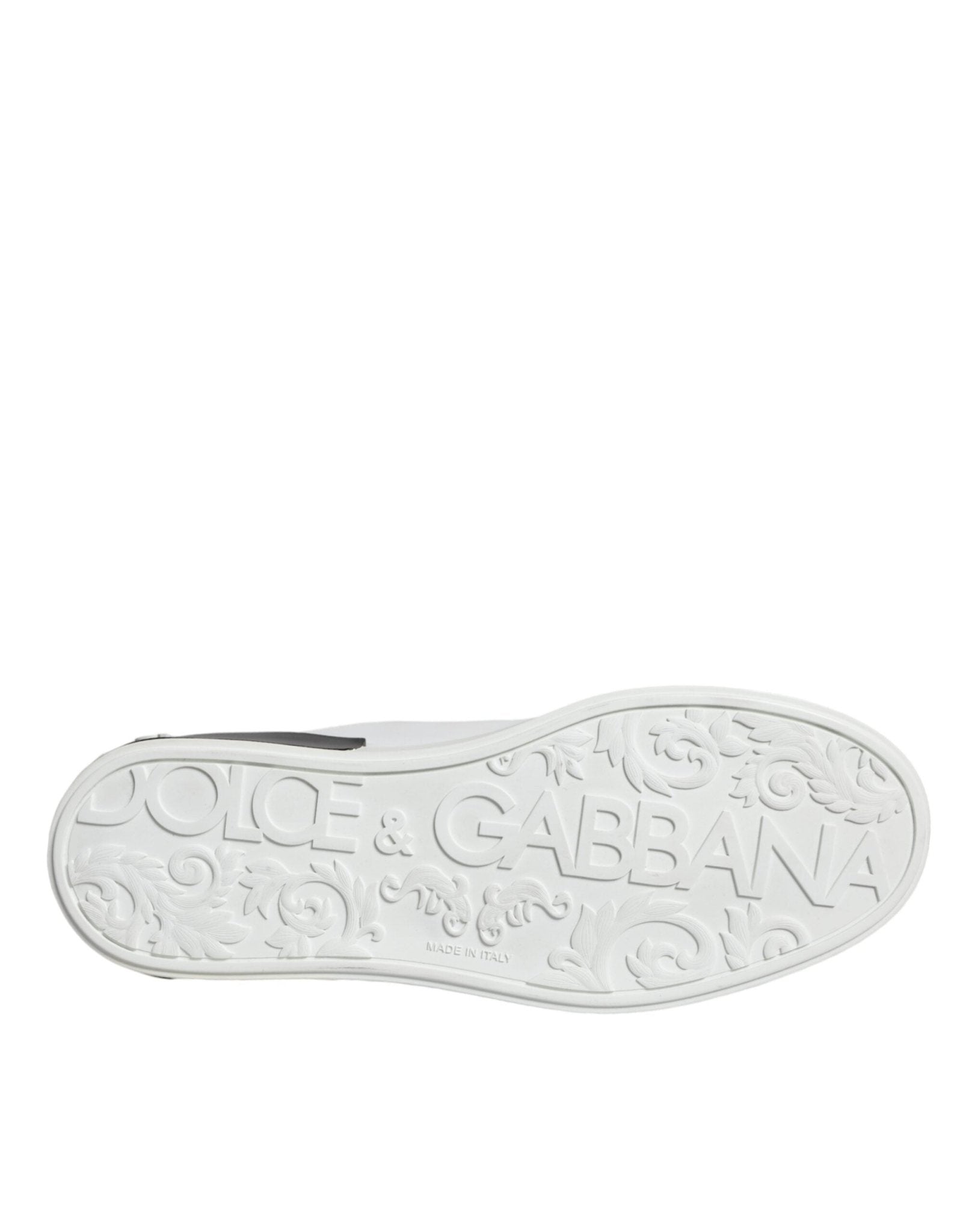 Dolce & Gabbana Black Leather Logo Portofino Sneaker Shoes - SMARTMARTNZ