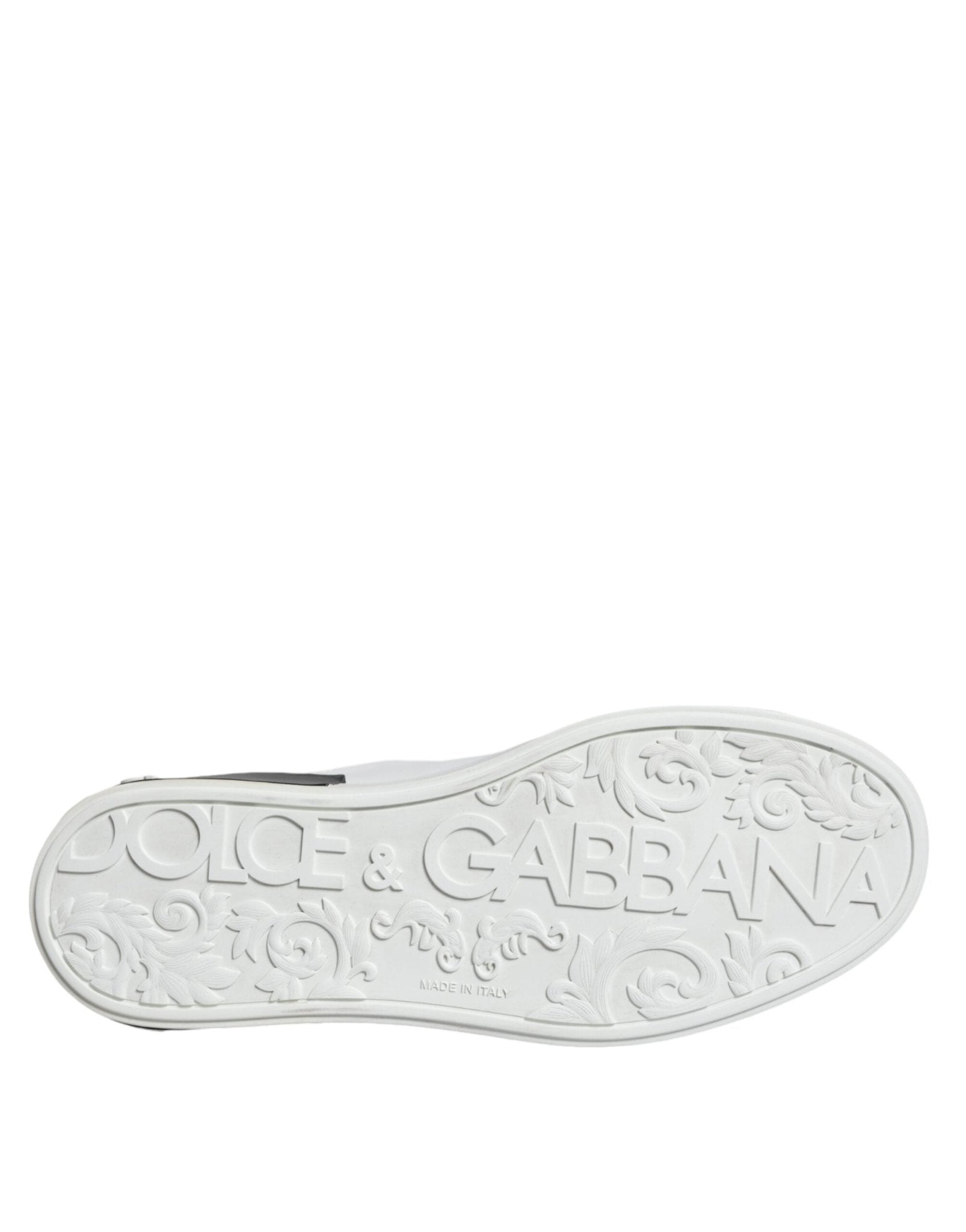 Dolce & Gabbana Black Leather Logo Portofino Sneaker Shoes - SMARTMARTNZ