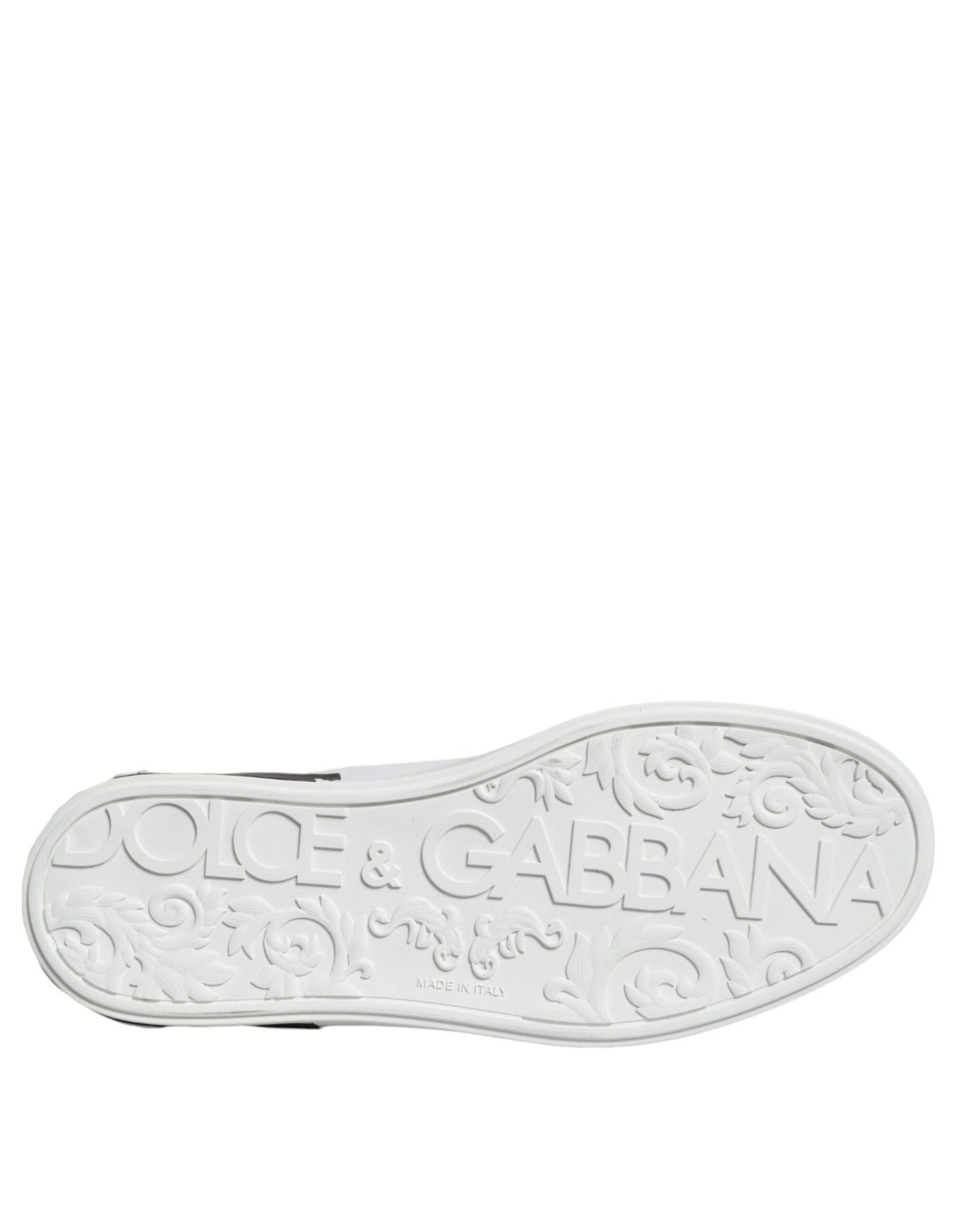 Dolce & Gabbana Black Leather Logo Portofino Sneaker Shoes - SMARTMARTNZ