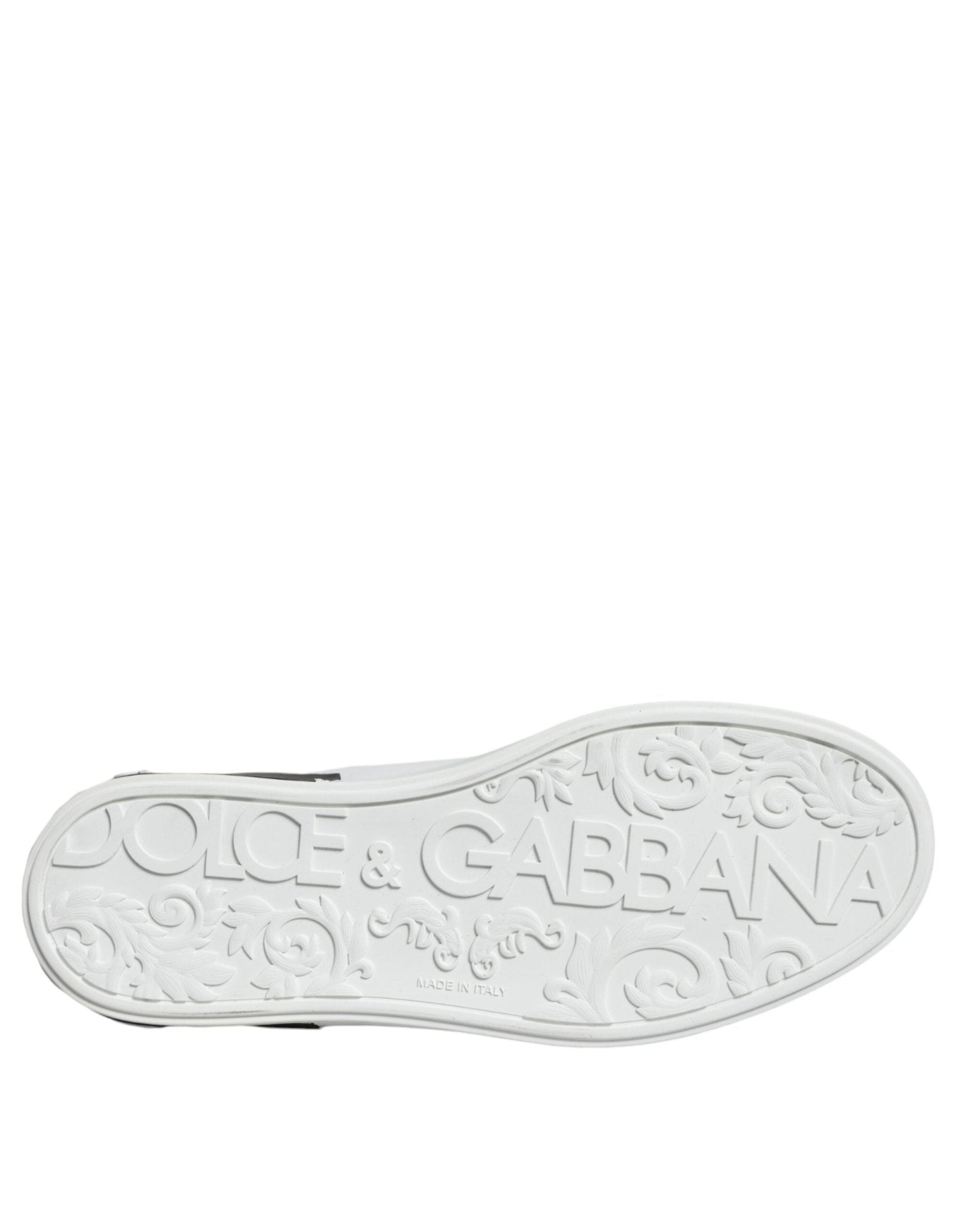 Dolce & Gabbana Black Leather Logo Portofino Sneaker Shoes - SMARTMARTNZ