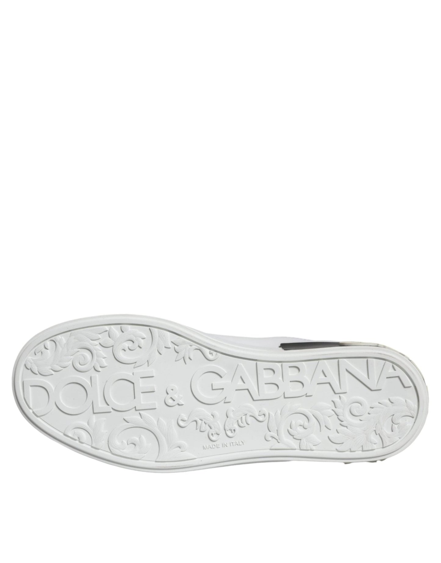 Dolce & Gabbana Black Leather Logo Portofino Sneaker Shoes - SMARTMARTNZ