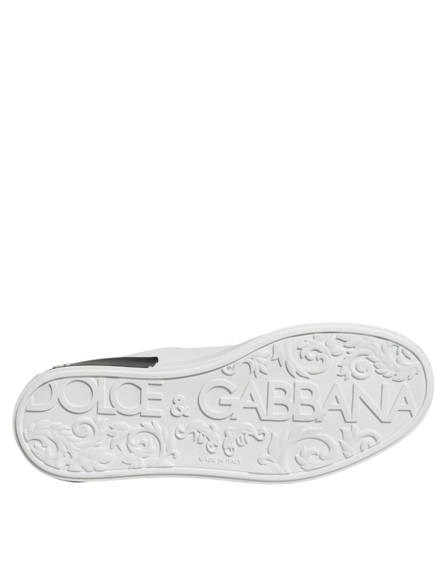 Dolce & Gabbana Black Leather Logo Portofino Sneaker Shoes - SMARTMARTNZ