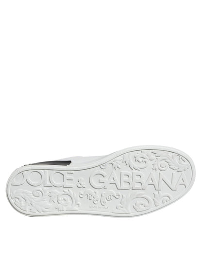 Dolce & Gabbana Black Leather Logo Portofino Sneaker Shoes - SMARTMARTNZ
