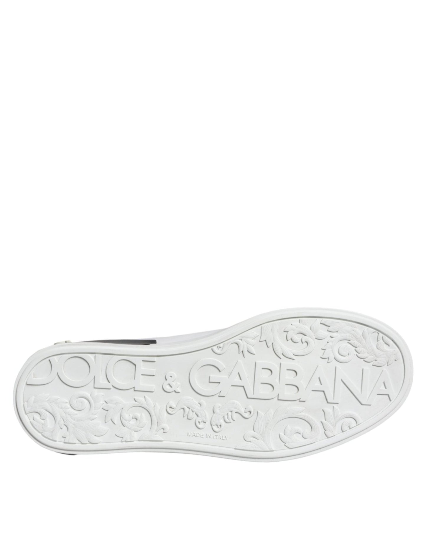 Dolce & Gabbana Black Leather Logo Portofino Sneaker Shoes - SMARTMARTNZ