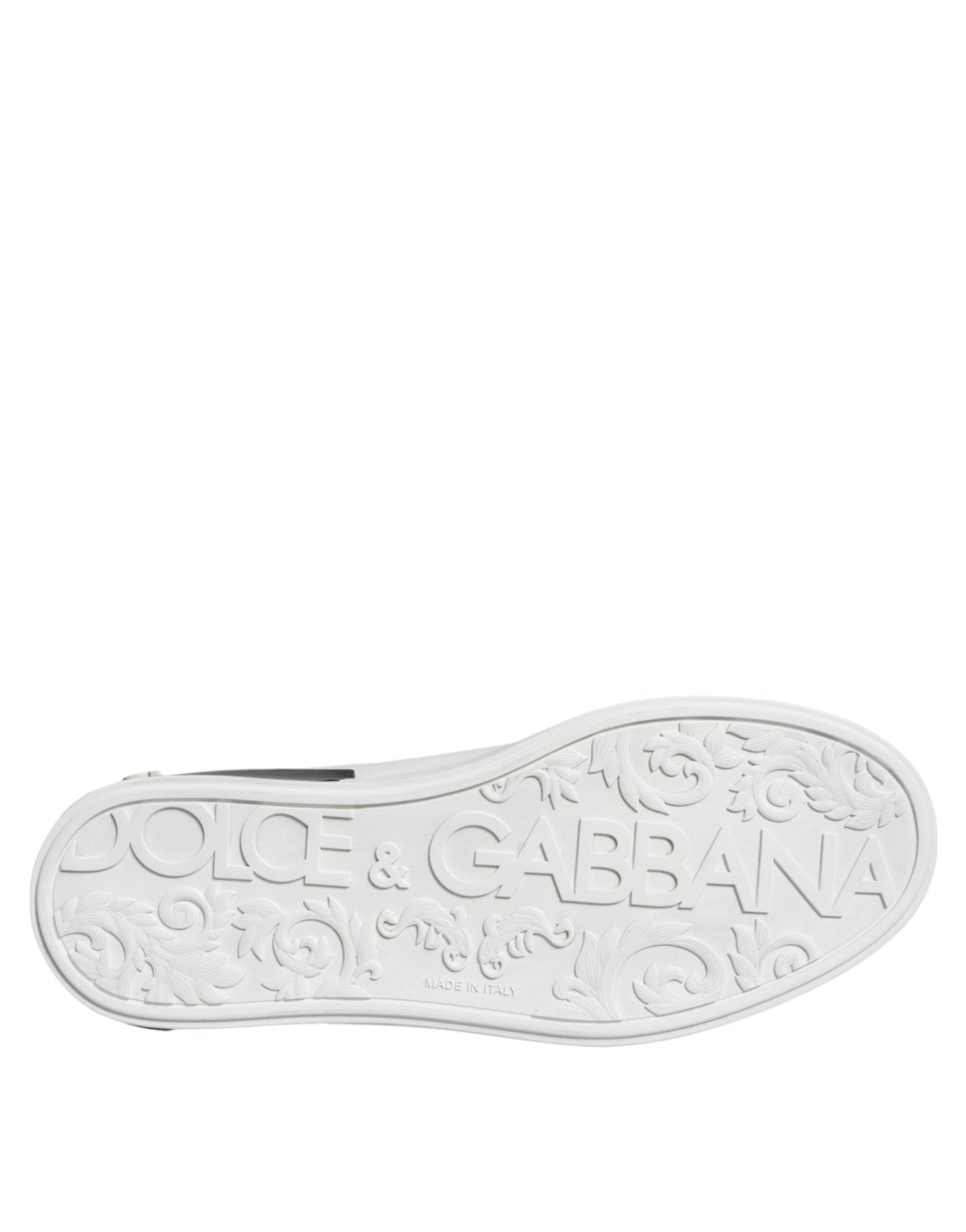 Dolce & Gabbana Black Leather Logo Portofino Sneaker Shoes - SMARTMARTNZ