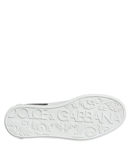Dolce & Gabbana Black Leather Logo Portofino Sneaker Shoes - SMARTMARTNZ