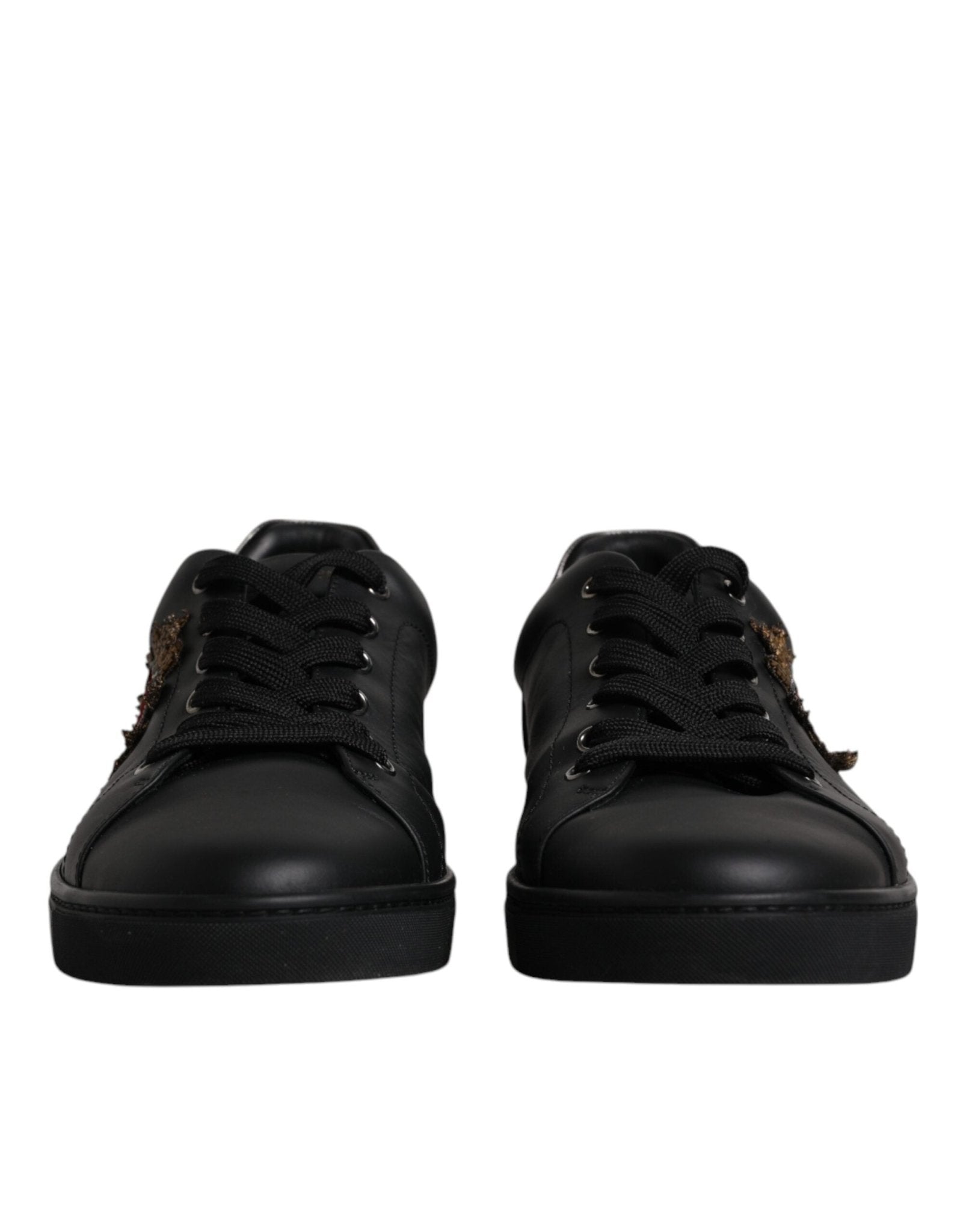 Dolce & Gabbana Black Leather London Heart Men Sneakers Shoes - SMARTMARTNZ