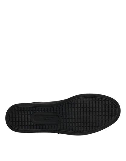 Dolce & Gabbana Black Leather London Heart Men Sneakers Shoes - SMARTMARTNZ