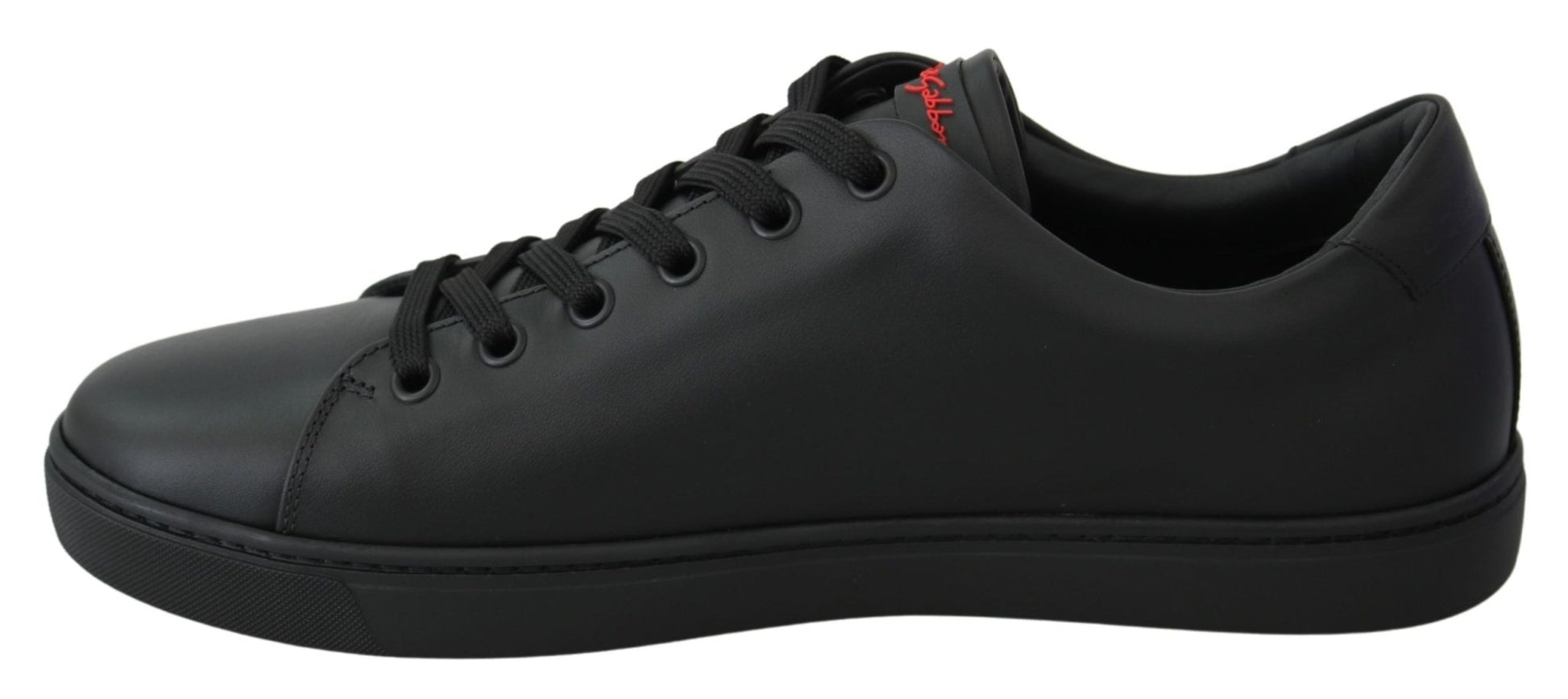 Dolce & Gabbana Black Leather Love Heart Sneakers Womens Shoes - SMARTMARTNZ